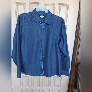 El General Shirt Cotton Navy Dotted Swiss SzXL Polyester Long Sleeve Collar/Cuff